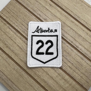 Alberta Highway 22 Road Sign Patch | Cowboy Trail | Embroidered Iron on patch for backpack, jacket, or vest