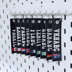 Ham Radio Rufzeichen Schlüsselanhänger: Gestickte USA/Kanada Flagge