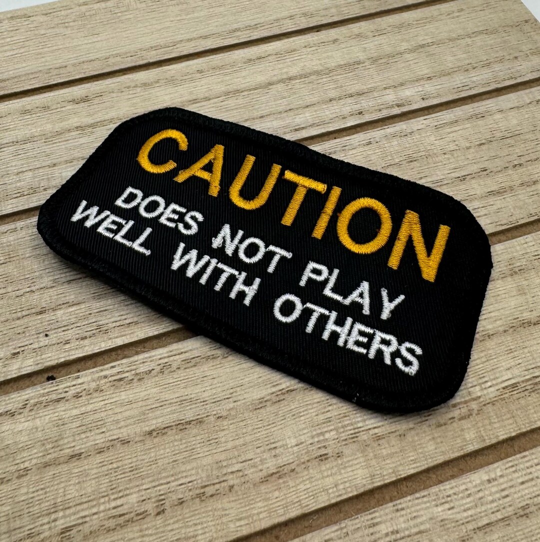 Caution Biker Patch: Embroidered Iron-on Badge (4x2 Inch) - Etsy