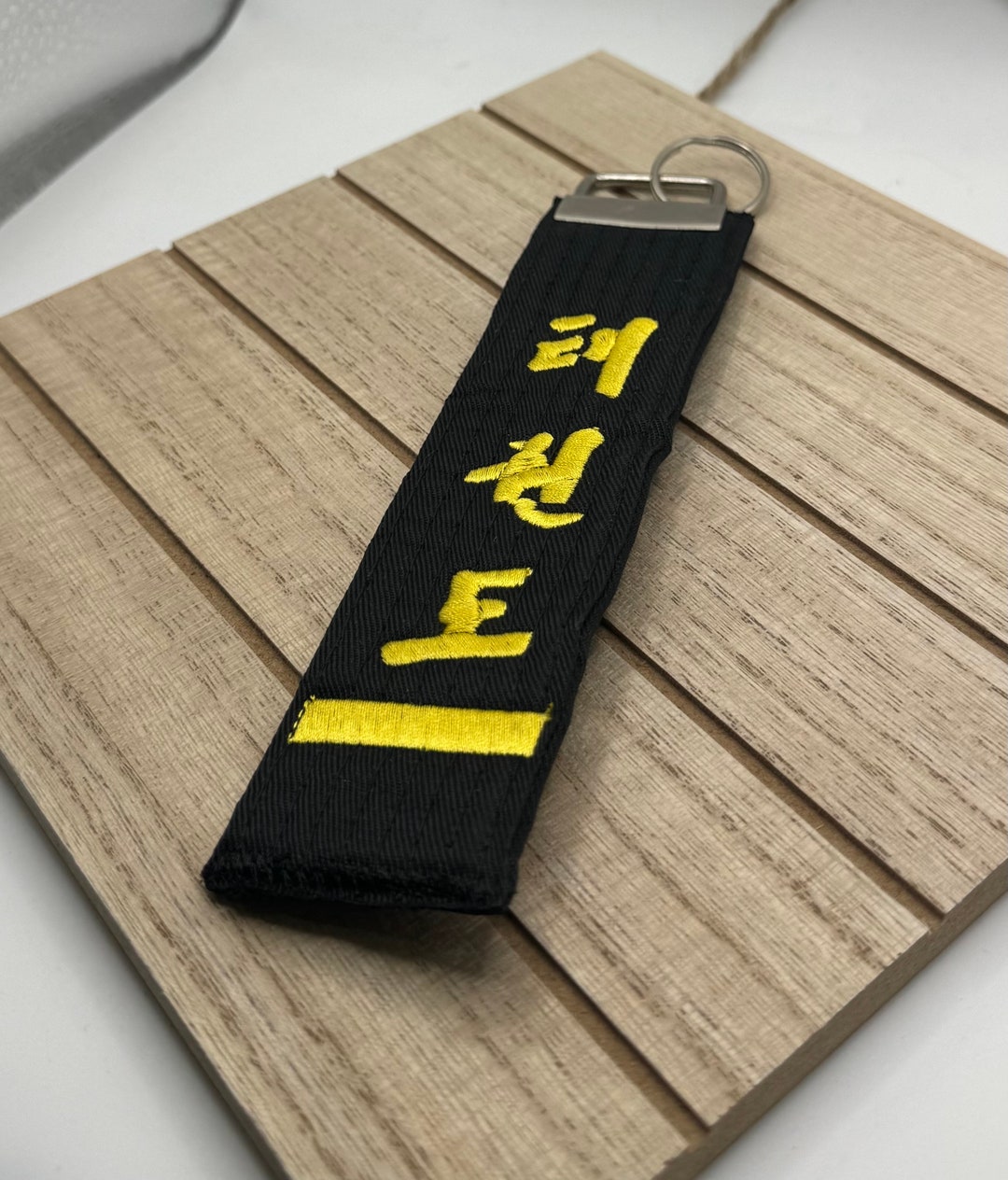 ITF Taekwondo Black Belt Keychain With Customized Thread Colors for