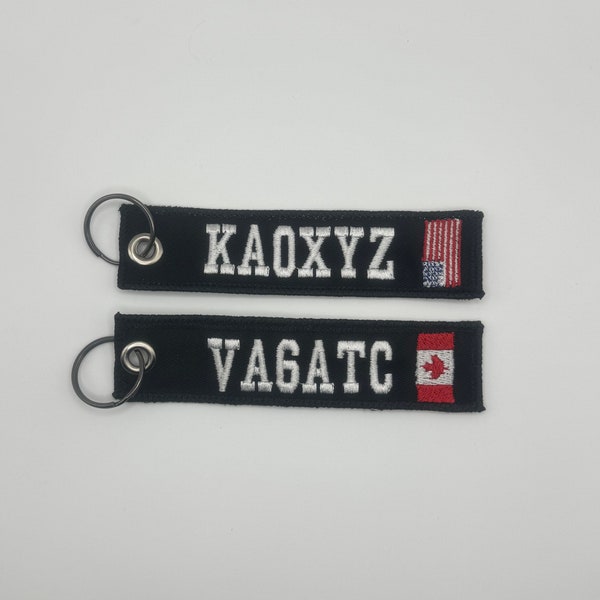 Personalized Amatuer Ham Radio Keychain Embroidered with your callsign, USA or Canada Ham Radio Callsign, double sided