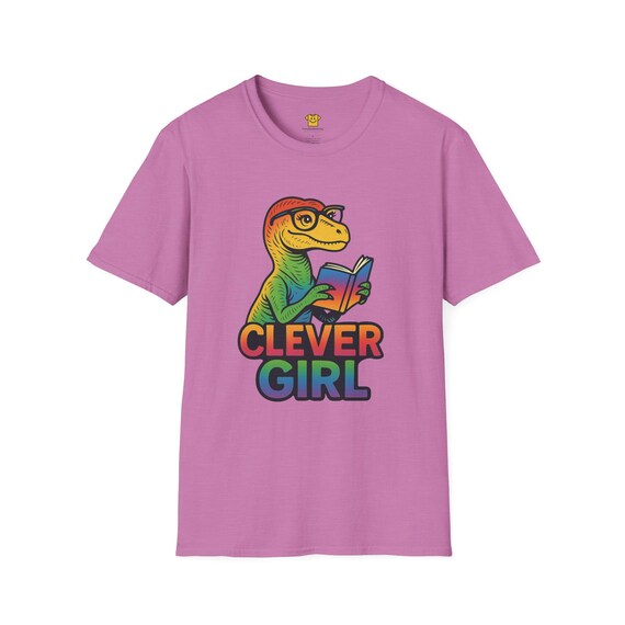 Clever Girl Jurassic Park T-shirt: Book Reading Raptor, Girl Power