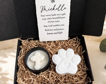 Christian Pet Loss Gift, Grief Care Package, Rainbow Bridge Memorial Candle, Hug In A Box, Dog Remembrance Gift, Cat Loss Gift, Pet Sympathy