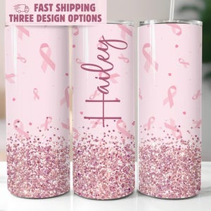 Personalized Breast Cancer Gifts Breast Cancer Awareness Tumbler Custom Breast Cancer Warrior Gift Pink Ribbon Chemo Gift for Cancer Patient