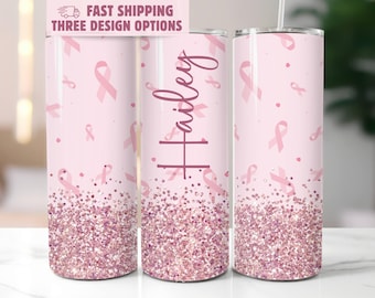 Personalized Breast Cancer Gifts Breast Cancer Awareness Tumbler Custom Breast Cancer Warrior Gift Pink Ribbon Chemo Gift for Cancer Patient