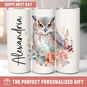 Personalized Owl Tumbler, Personalized Tumbler Stainless Steel, Wine Tumbler Personalized, Thoughtful Gifts For Her, Owl Gifts for Women