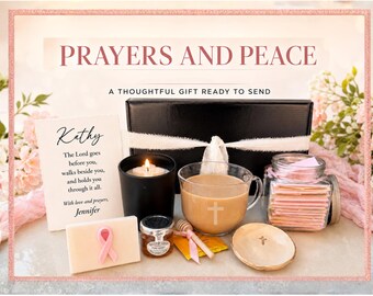 Christian Cancer Care Package for Women, Faith Encouragement Gift Box, Breast Cancer Support Basket, Catholic Thinking of You Spa Gift Set