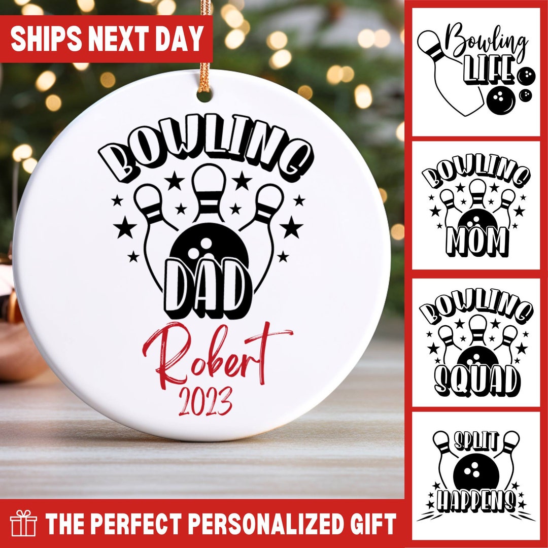 Personalized Bowling Ornament, Bowling Family Ornament 2023, Sports