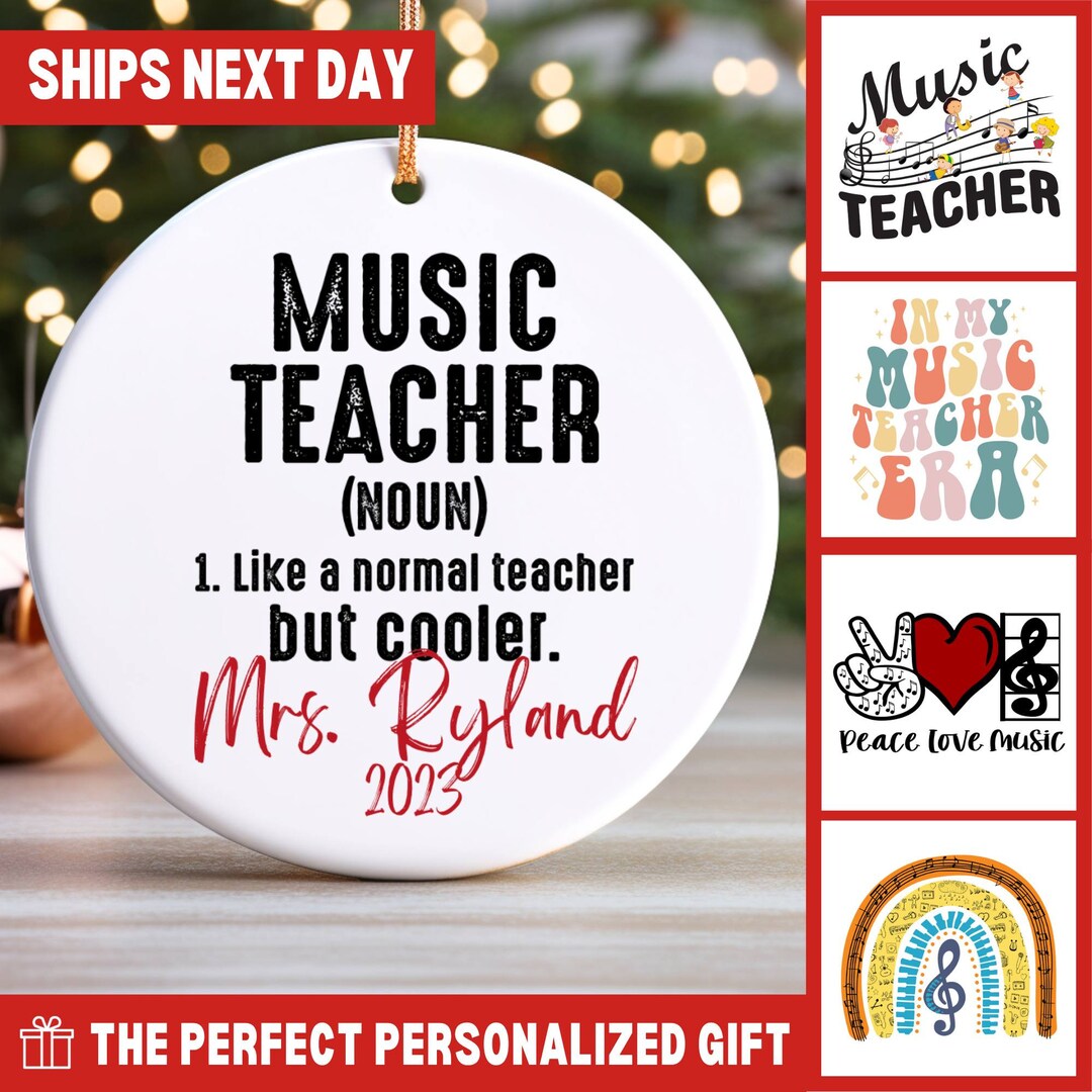 Music Teacher Gift Ornament, Music Ornament, Guitar Teacher Gift, Piano ...