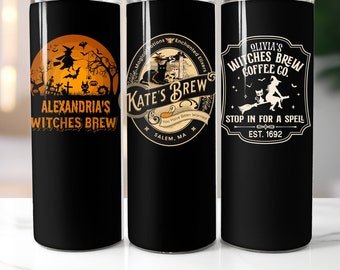 Personalized Witches Brew Tumbler, Personalized Halloween Tumbler, Witchcraft Tumbler Cup for Witches, Witch Travel Mug, Witchy Travel Cup