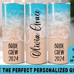 Personalized Beach Vacation Tumbler Cup with Name, Custom Girls Trip Travel Cup Bachelorette Skinny Tumbler Custom Summer Beach Vacation Mug