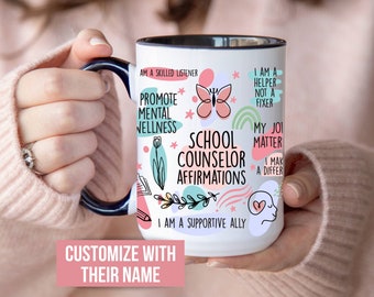 Personalized School Counselor Gifts, School Staff Gifts, Counselor Ally Gift for School Counselor Mug School Counselor Custom Name Tumbler