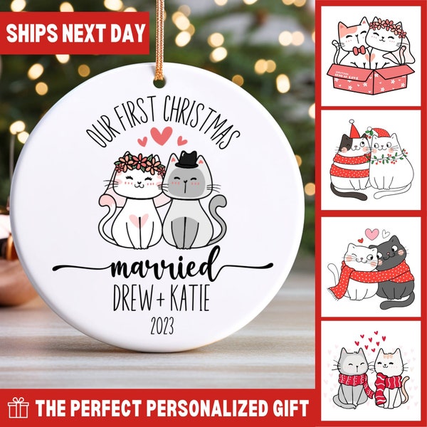 First Christmas Married Ornament 2023, My First Christmas Cat Ornament Personalized First Married Christmas Ornament 2023 Wedding Ornament