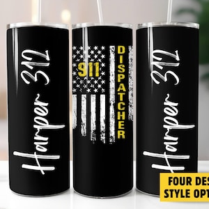 911 Dispatcher Gifts, Personalized 911 Dispatcher Tumbler, 911 Dispatcher Thank You Gift, 911 Operator Appreciation Gift, Thin Gold Line
