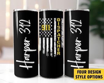 911 Dispatcher Gifts, Personalized 911 Dispatcher Tumbler, 911 Dispatcher Thank You Gift, 911 Operator Appreciation Gift, Thin Gold Line