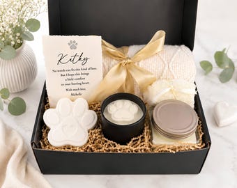 Pet Loss Gift Grief Care Package, Rainbow Bridge Memorial Candle, Dog Remembrance Gift, Hug In A Box, Cat Loss Gift, Pet Sympathy Gift Box