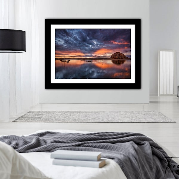 Morro Rock at Sunset Photo, Morro Bay Rock Wall Art, Morro Rock Photography, California Sunset Photography Print, Morro Rock Print