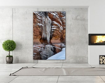 Icicles at Zion National Park Photo, Zion National Park Photography, Zion Photography, Zion Wall Art, Zion Metal Print, Winter in Zion Park