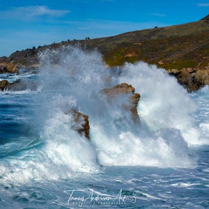 Big Sur California Ocean Wave Print, Crashing Waves Photo, Dramatic Coast Photography Picture