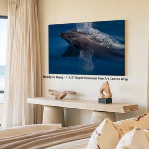 Bottlenose Dolphin Wall Art, Dolphin Breaking the Surface Ocean Wildlife Print, Coastal Marine Decor, Sea Animal Photography for Home