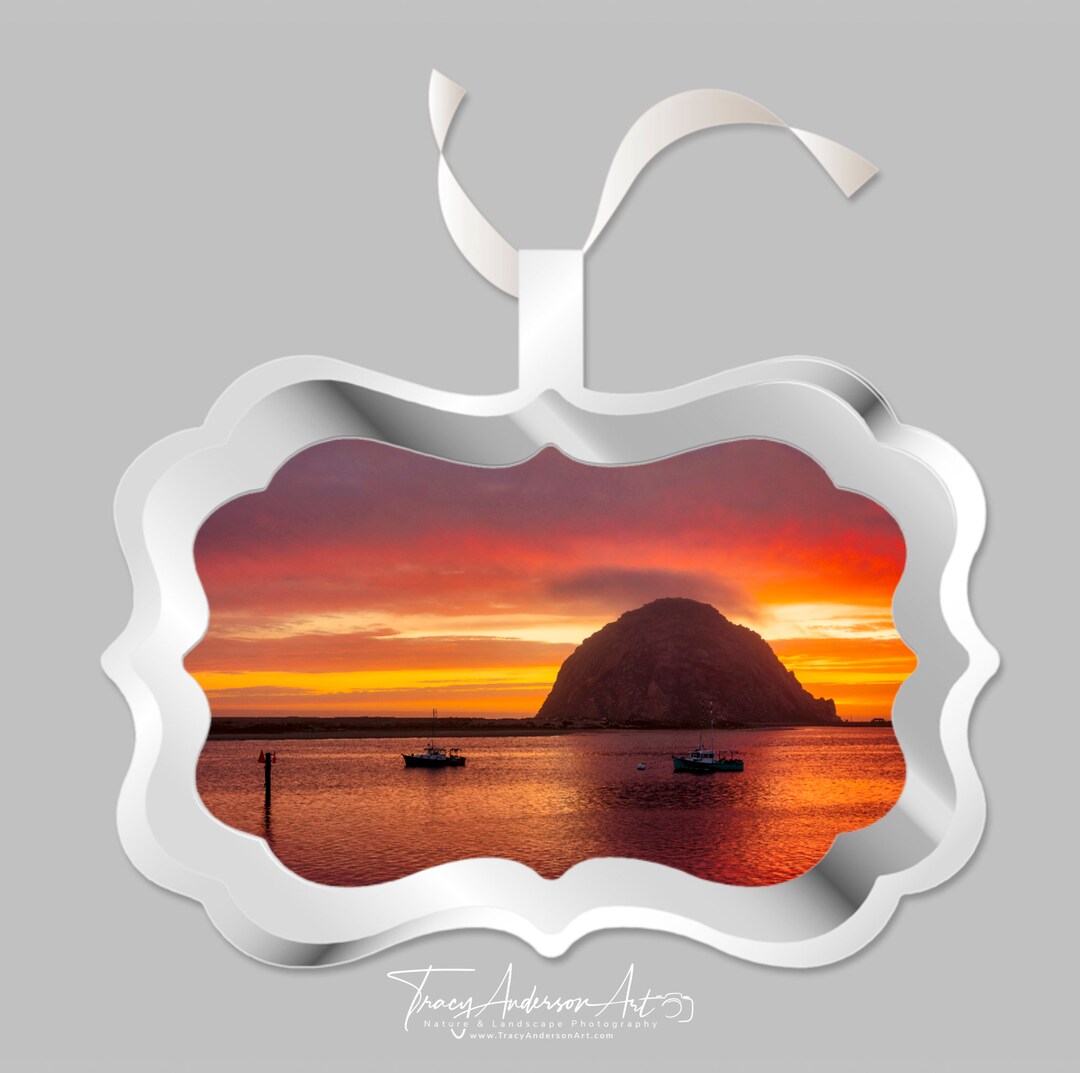 Morro Bay Sunset Ornament, Morro Bay Rock Ornament, Morro Bay Holiday