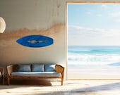 Marine Life Nautical Wall Art, Dolphin Surfboard Metal Print, Outdoor Living Coastal Themed Photography, Beach House Decor