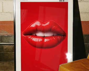 Glossy Red Lips Pop Art Print | Vibrant Wall Art Poster