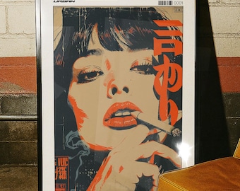 Retro Noir Femme Poster Matte Vertical Poster | Japanese Typography, Vintage Pop Art