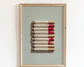 Lipstick Cigarettes Print, Minimalist Conceptual Wall Art (Digital Download)
