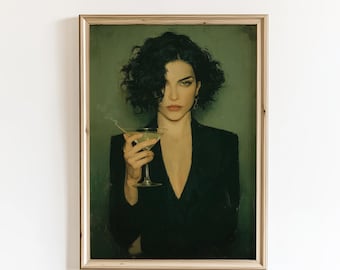 Vintage Martini Girl Illustration, Retro Feminine Cocktail Art Print (Digital Download)