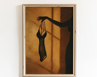 Sensual Silhouette Print, Feminine Bedroom Wall Art, Moody Modern Decor (Digital Download)