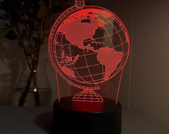 Lámpara de noche con forma de globo 3D: lámpara de la Tierra que cambia de color