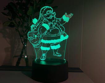 Papá Noel, diseño de Papá Noel en 3D, luz de noche, regalo de Navidad