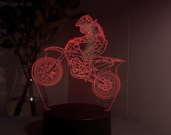 Luz nocturna 3D de motocicleta: lámpara LED que cambia de color