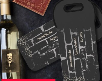 The Cask of Amontillado Neoprene Wine Tote Bag | Vintage Style Wine Tote Bag | Luxury Gifts for Readers | Edgar Allan Poe Gifts | Dark Humor