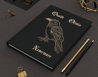 Personalized Edgar Allan Poe The Raven Journal | Dark Academia Lined Notebook | Gothic Poetry Gift | Nevermore Hardcover | Writer Stationery