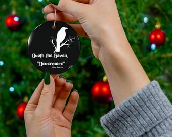 Edgar Allan Poe Christmas Ornament | Nevermore Merch | Raven Ornament | Poe Ornament