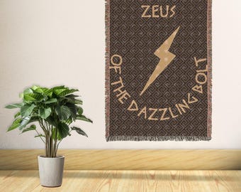 Zeus Blanket | Bookish Woven Blanket | Ancient Greek God Tapestry | History Student Gift | Gifts for Ancient History Lovers