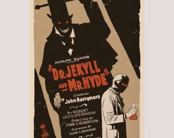 John Barrymore as Dr Jekyll and Mr Hyde | Vintage Style Hollywood Movie Poster | Robert Louis Stevenson