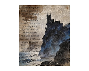 Annabel Lee Blanket | Sepia Blue Crushed Velvet Throw | Edgar Allan Poe Literature Gift