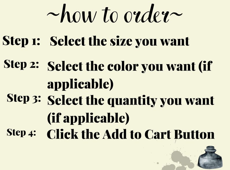 How to Order: Select the size, color and quantity you want, Click the Add to Cart Button