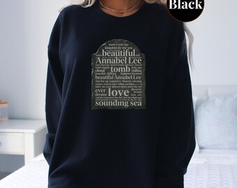 Edgar Allan Poe Sweatshirt | Annabel Lee Quote fro Poem | Dark Academia Gift | Bookish Merch