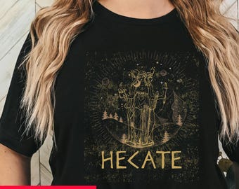 Distressed Vintage style Greek Goddess Hecate shirt | Greek Mythology Apparel | Historian tee |Triple Moon Goddess | Celestial Witchy gift