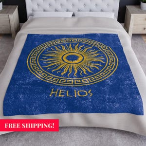 Ancient Greek God Helios Blanket | Crushed Velvet Blanket | Greek Mythology gift | Historian lover present | Witchy blanket | Celestial gift