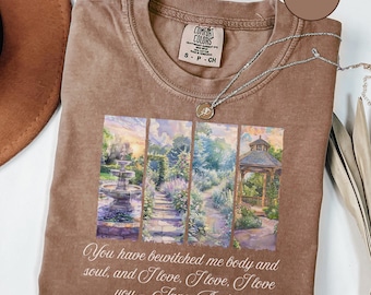 Jane Austen T-Shirt | Bewitched Me Body and Soul | Watercolor Comfort Colors Pride and Prejudice Shirt