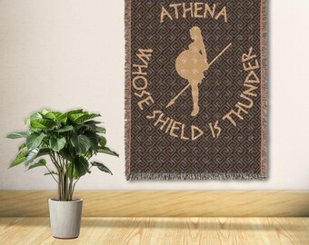 Athena Blanket | Bookish Woven Blanket | Ancient Greek God Tapestry | History Student Gift | Gifts for Ancient History Lovers