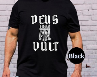 Medieval Knights Templar Shirt | Deus Vult | Medieval Mens LARP Clothes | Ren Faire Men Crusader Shirt