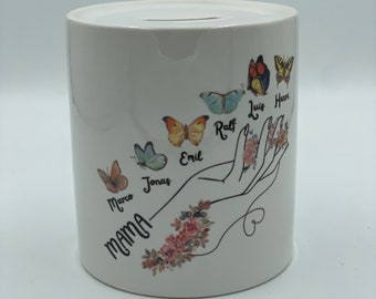 Money box/cup - butterflies for mom/grandma