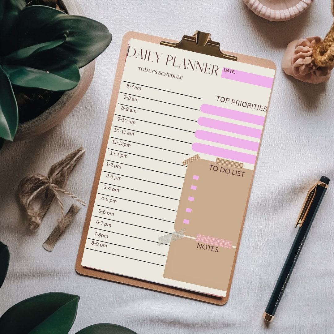 Daily Planner Printable/ Hourly Planner/ Work Day Schedule/ 24 Hour ...