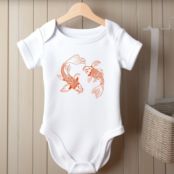 Japanische Koi Fische Baby Bodysuite, y2k Baby Onesie Japanische Kunst, Ästhetischer Baby Strampler, Geschenk Babyparty, Geschenk neue Mama